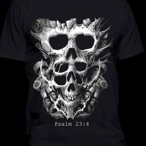 Black T-Shirt New skull Psalm 23:4